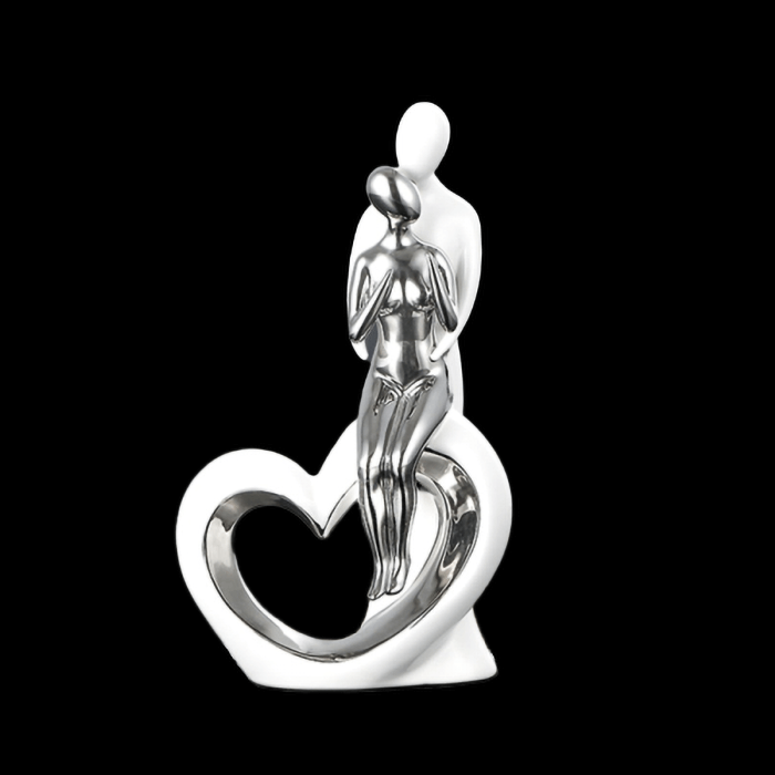 Statua Coppia Che Si Abbraccia - Decorazione Per Casa, TV O Camera - Regalo Romantico Nero/Bianco