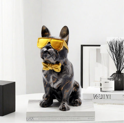Statua Bulldog con castone in marmo 25 cm