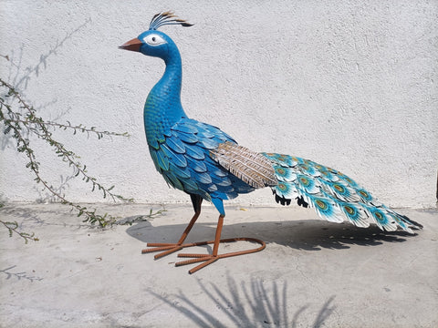Statua di pavone in metallo 62 cm
