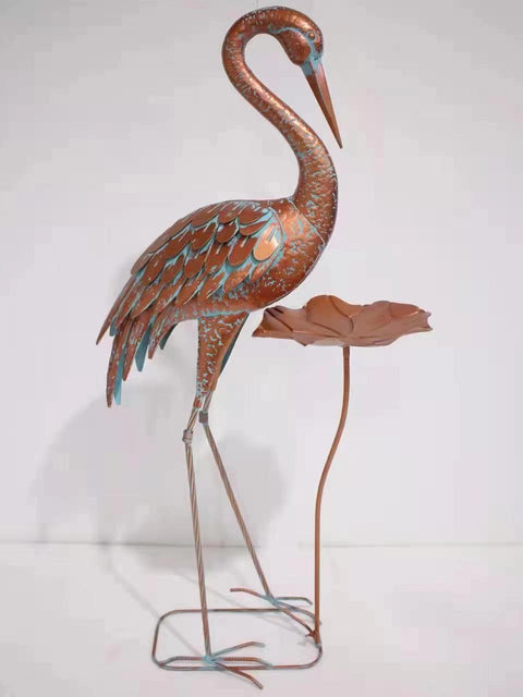 Statua di gru in metallo 106 cm