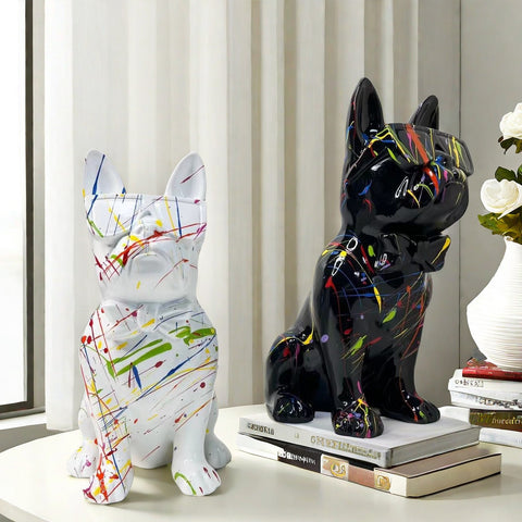 Statua Bulldog con castone bianco 25 cm