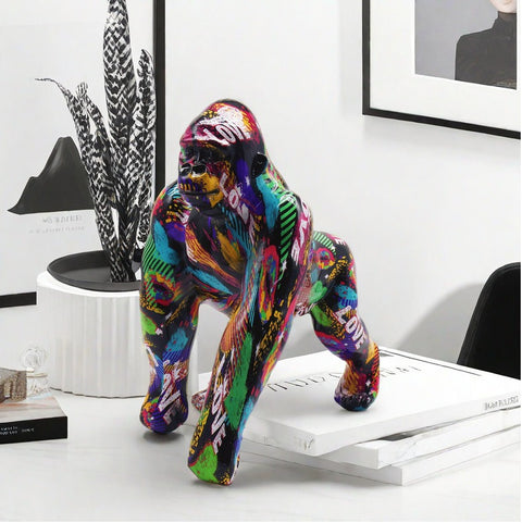 Statua gorilla graffiti in resina 26 cm