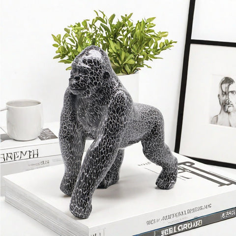 Statua gorilla in resina monocromatica 26 cm