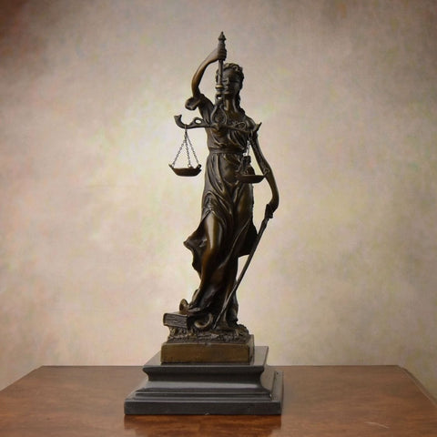 Statua della Giustizia - Themis - in bronzo 34 cm