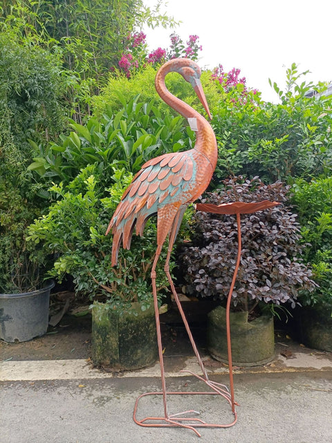 Statua di gru in metallo 106 cm