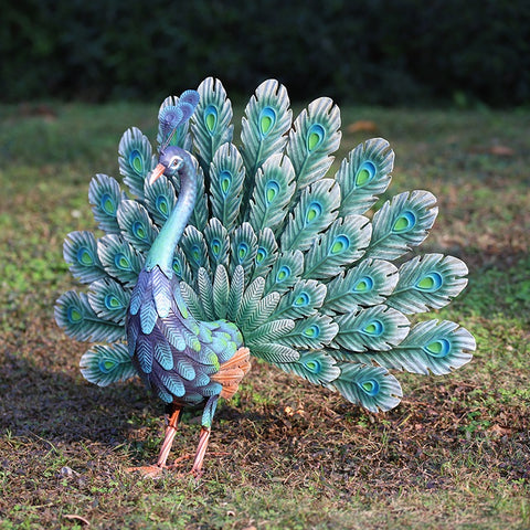 Statua di pavone in metallo 81 cm
