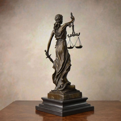 Statua della Giustizia - Themis - in bronzo 34 cm