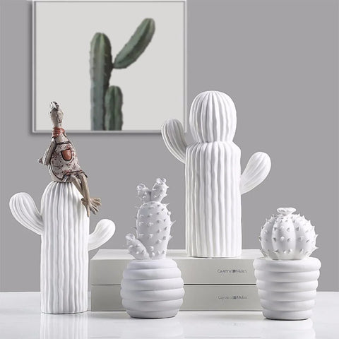 Cactus in ceramica bianca da 16 cm a 27 cm