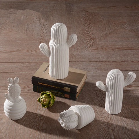 Cactus in ceramica bianca da 16 cm a 27 cm