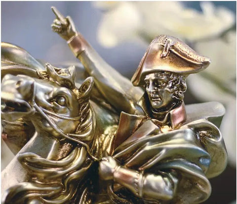 Statua di Napoleone su cavallo d'argento 33 cm