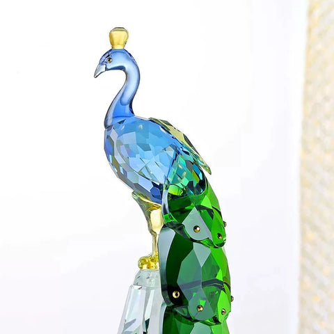 Statua di pavone in cristallo – Scultura decorativa di design 24 cm