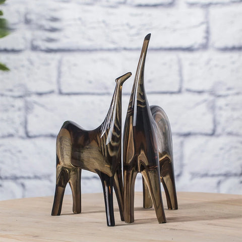 Statue di cavalli astratti – Duo madre e puledro in resina (22 cm e 27,5 cm)