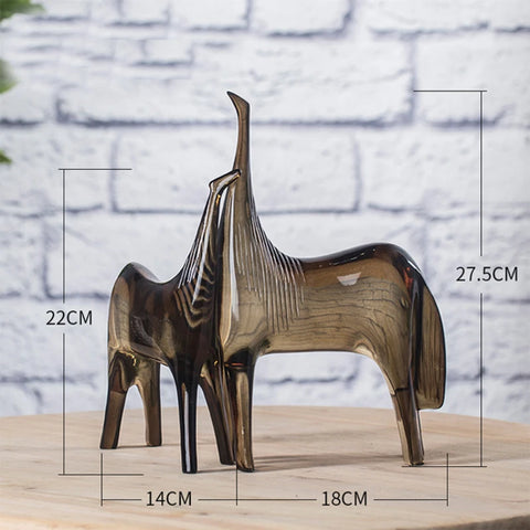 Statue di cavalli astratti – Duo madre e puledro in resina (22 cm e 27,5 cm)