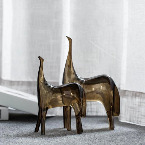 Statue di cavalli astratti – Duo madre e puledro in resina (22 cm e 27,5 cm)