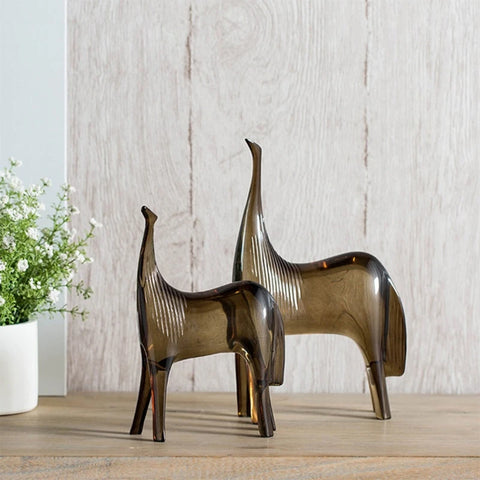 Statue di cavalli astratti – Duo madre e puledro in resina (22 cm e 27,5 cm)