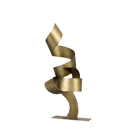 Scultura d'arte astratta in metallo dorato 40 cm
