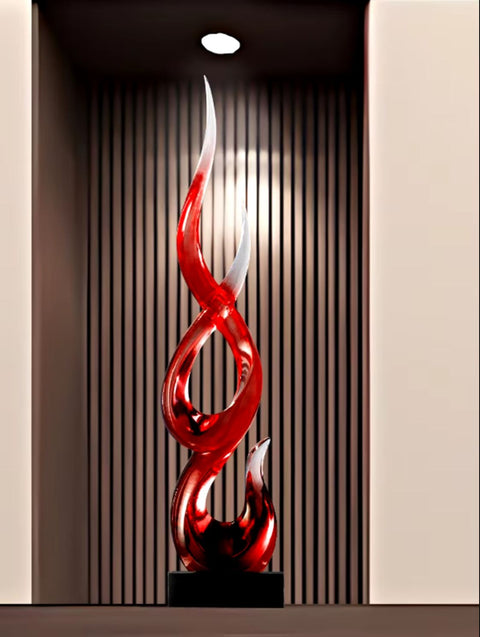 Scultura astratta in resina blu trasparente 67 cm