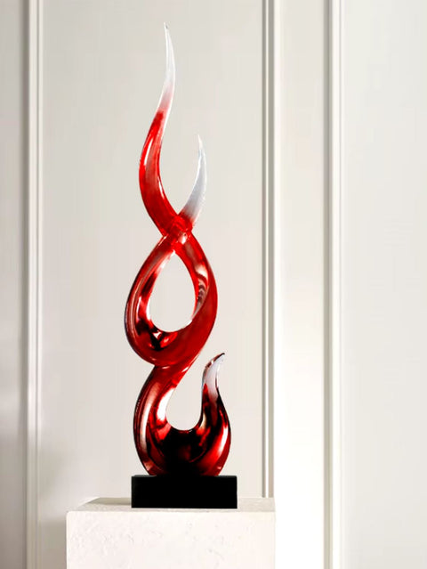 Scultura astratta in resina blu trasparente 67 cm