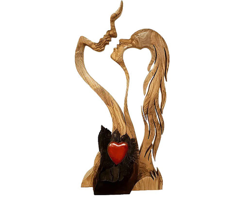 Statua innamorati in legno 25 cm