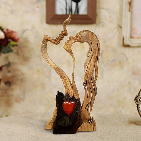 Statua innamorati in legno 25 cm