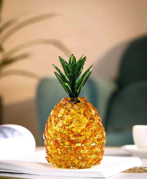 Scultura di ananas in vetro colorato 14 cm
