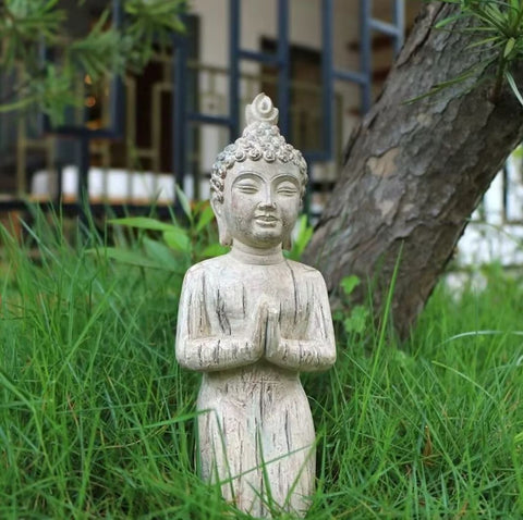 Statua di preghiera di Buddha in resina 21 cm