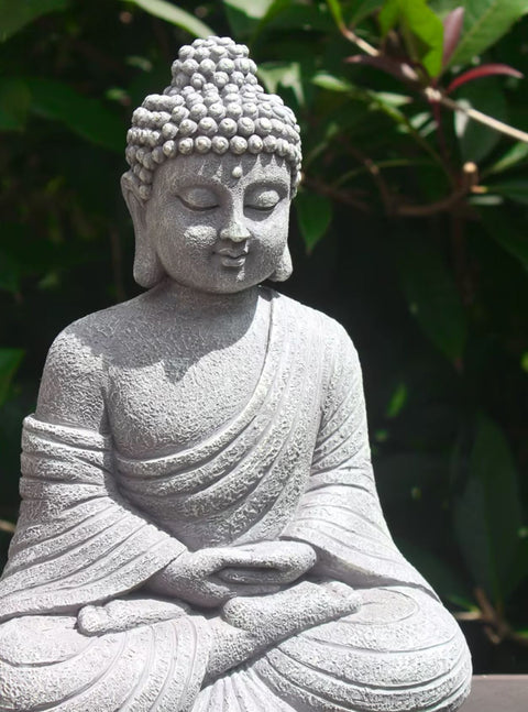 Statua di Buddha grigia per esterni 23 cm