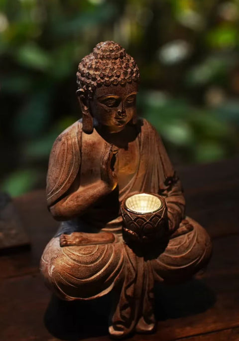 Statua di Buddha in resina per esterni 27 cm