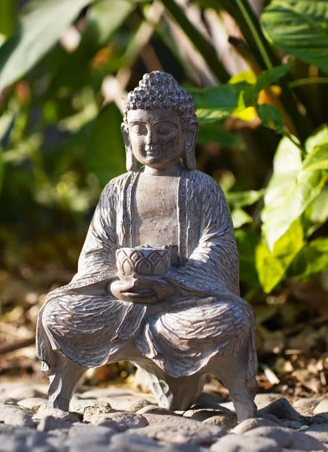 Statua di Buddha Zen in resina per esterni 27 cm