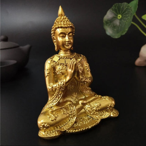 Statua di Buddha Donna dorata 10 cm