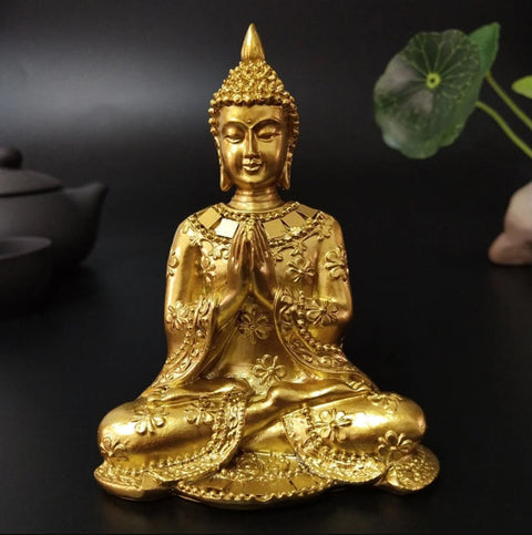 Statua di Buddha Donna dorata 10 cm