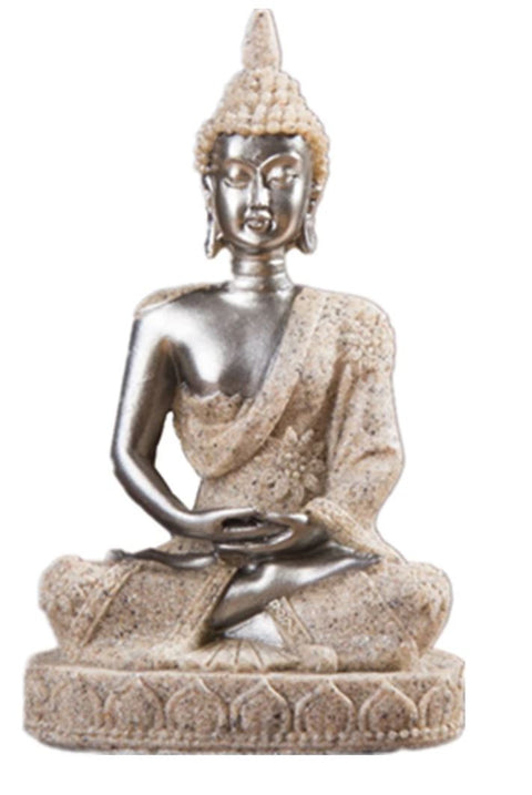 Statua di Buddha sabbia/argento 11 cm
