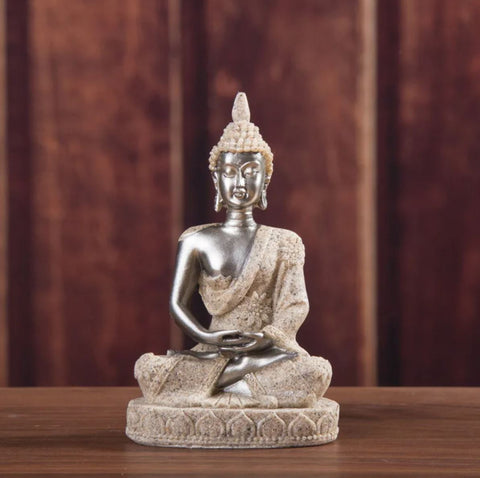 Statua di Buddha sabbia/argento 11 cm
