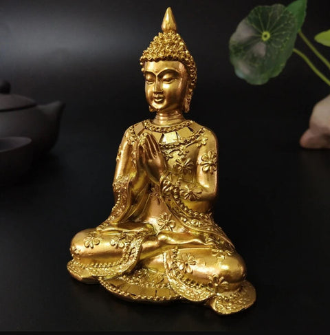 Statua di Buddha Donna dorata 10 cm