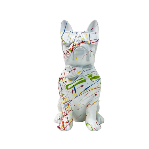 Statua Bulldog con castone bianco 25 cm