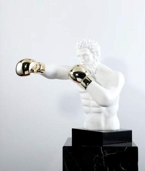 Statua di pugile con guanti d'oro 53 cm