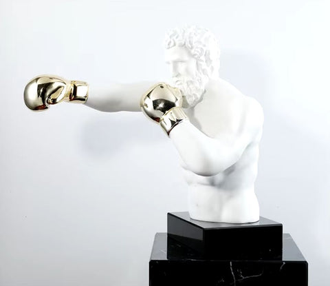 Statua di pugile con guanti d'oro 53 cm