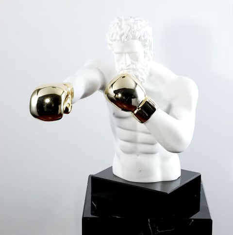 Statua di pugile con guanti d'oro 53 cm