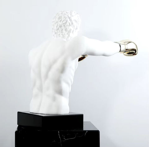 Statua di pugile con guanti d'oro 53 cm