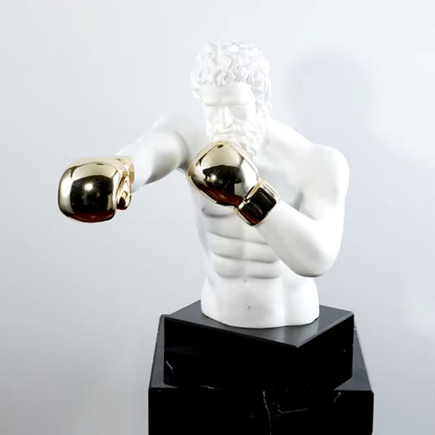 Statua di pugile con guanti d'oro 53 cm