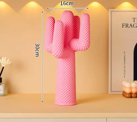 Statua di cactus rosa in resina 30 cm