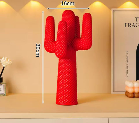 Statua di cactus in resina dal design rosso 30 cm
