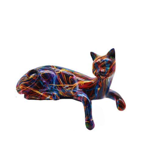 Statua gatto sdraiato laser resina 15 cm