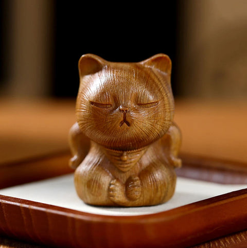 Statuetta di gatto in legno 8 cm