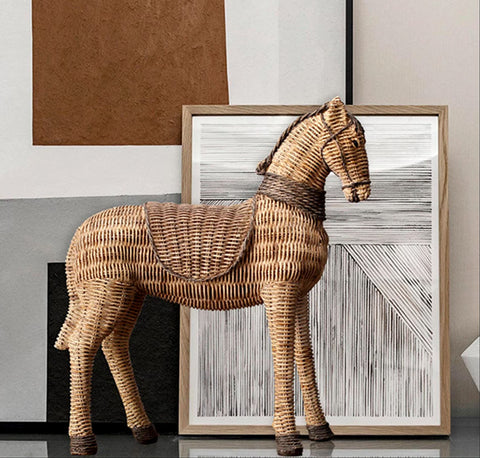 Statua di cavallo in rattan 26 cm