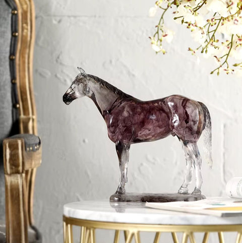 Statua di cavallo in resina trasparente 23 cm