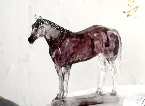 Statua di cavallo in resina trasparente 23 cm