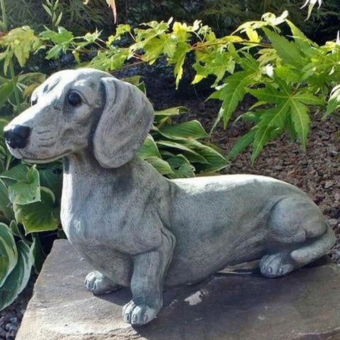 Statua di cane bassotto per giardino 12 cm