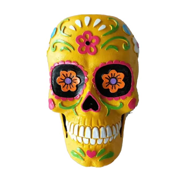 Teschio Decorativo 'Machine Head' Oro - Resina, Figura Horror Per Halloween E Arredamento Gotico
