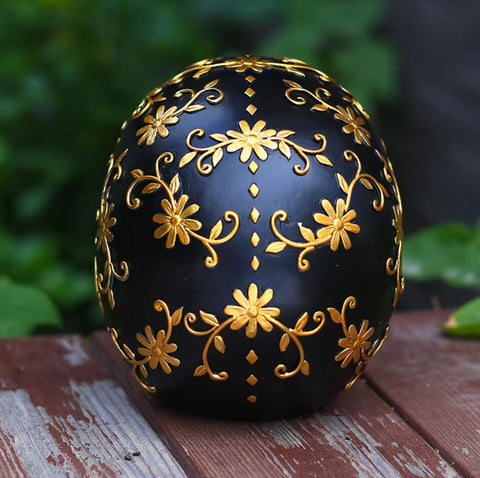 Teschio messicano nero e oro / teschio 14 cm